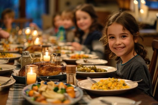 family dinner, table setting, unrecognizable people. ai generated