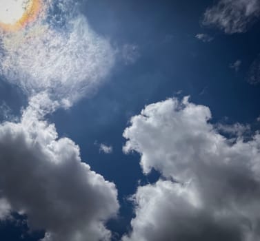 Magnificent beautiful form of cumulonimbus clouds blue sky cloud gradient light white background. Beauty clear cloudy in sunshine calm bright air background. for multimedia content and blog