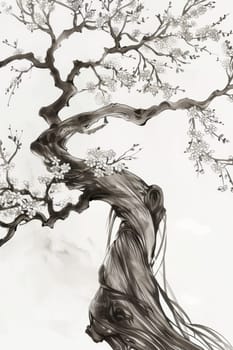 A stylized tree drawn in black pencil on a white background.