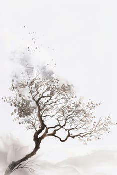 A stylized tree drawn in black pencil on a white background.