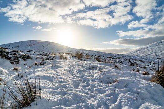 Glenveagh National Park covered in snow, County Donegal - Ireland.