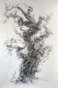 A stylized tree drawn in black pencil on a white background.