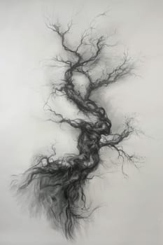 A stylized tree drawn in black pencil on a white background.