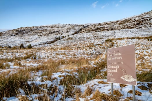 Glenveagh National Park covered in snow, County Donegal - Ireland.