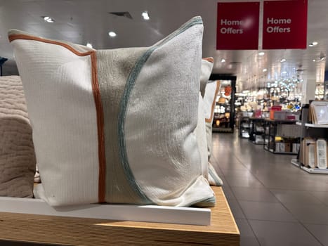Comfy cushion on the shelf at home goods store