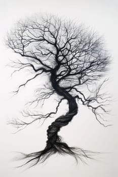 A stylized tree drawn in black pencil on a white background.