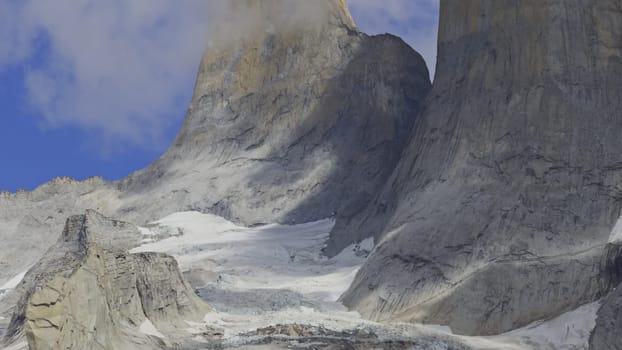 Impressive video shows glacier's icy exterior and Torres del Paine's peaks.