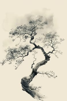 A stylized tree drawn in black pencil on a white background.