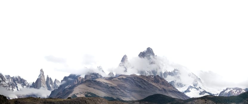 Majestic mountains with cloud cover inspire awe in a panoramic view.