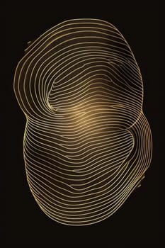 A golden abstract fingerprint on a black background. Illustration.