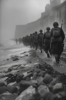 The anniversary of the Allied landings in Normandy. The landing of the Allied troops. Military actions.