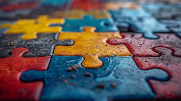 A multi-colored puzzle. Autism Recognition Day. The Art of Studying Autism.