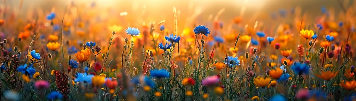 Softly Blooming Wildflowers Along a Country Road, The colors blur into the grass, a wild chorus of nature's resilience.