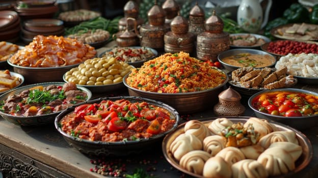 Traditional Middle Eastern food of Arabic cuisine for the Eid al adha holiday.