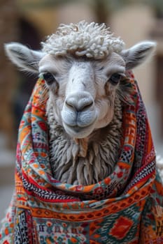 Portrait of a sheep. Eid al-Adha Mubarak holiday, a holiday that is celebrated after the culmination of the annual Hajj. The feast of sacrifice.