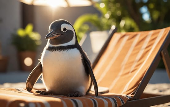 Showcasing a side of penguins you've never seen before. Lounging on a beach chair, this penguin is all set to beat the summer heat!