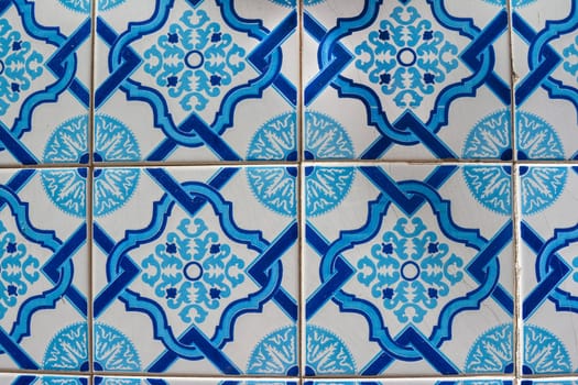 Old tiles of Portugal, detail of a classic ceramic tiles azulejo, art of Portugal