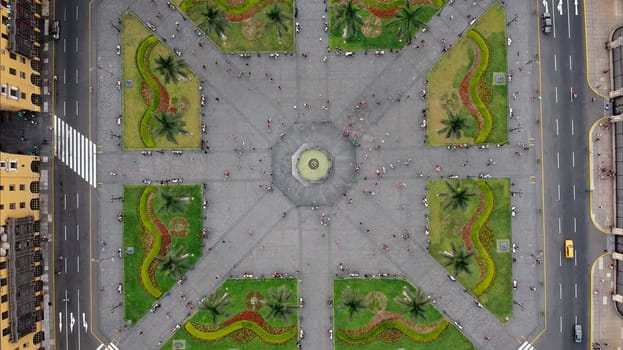 Aerial view over the main square of Lima. 2.7k resolution