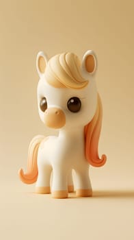 A white pony with a yellow mane and tail stands gracefully on a yellow background. This figurine can be a great souvenir or toy for Canidae lovers