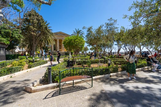 Valletta, Malta, April 03, 2024.  view of the monument to Sir Alexander Ball in the Lower Barrakka Gardens in the city centre