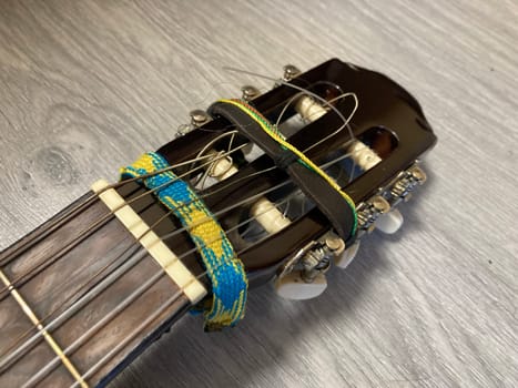 Acoustic guitar and its elements for the playing