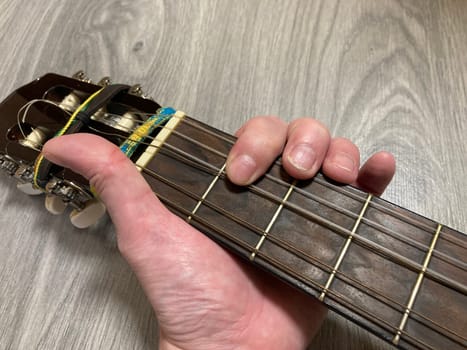 Acoustic guitar and its elements for the playing