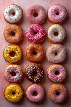 A set of donuts lying on a table. National Doughnut Day.