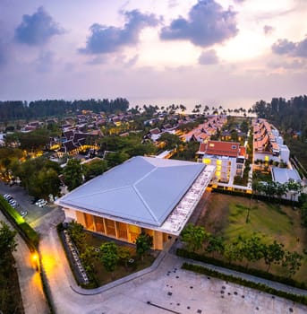 Aerial view of luxry hotel in Khao Lak beach in Phang Nga, Thailand, south east asia