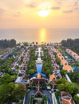 Aerial view of luxry hotel in Khao Lak beach in Phang Nga, Thailand, south east asia