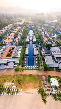 Aerial view of luxry hotel in Khao Lak beach in Phang Nga, Thailand, south east asia