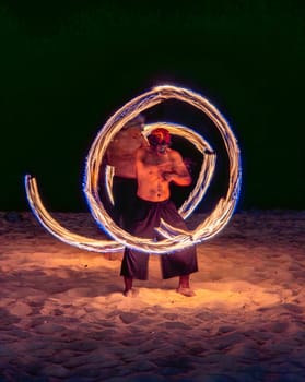 Fire show in Khao Lak beach in Phang Nga, Thailand, south east asia