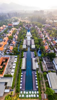 Aerial view of luxry hotel in Khao Lak beach in Phang Nga, Thailand, south east asia