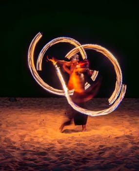 Fire show in Khao Lak beach in Phang Nga, Thailand, south east asia