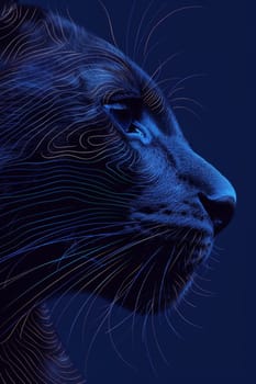 The muzzle of a Black panther highlighted on a black background.