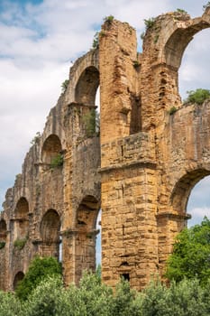 Aqueducts in the ancient city of Aspendos in Antalya, Turkey