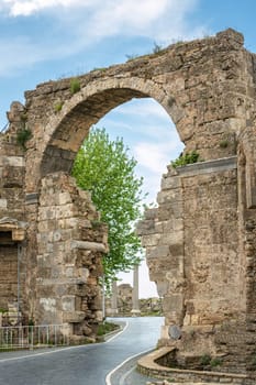 Ruins of ancient city in Side Antalya - Old gates to antique theater