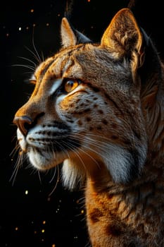 Portrait of a cougar highlighted on a black background.