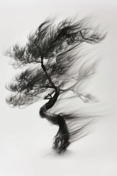 A stylized tree drawn in black pencil on a white background.