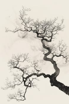 A stylized tree drawn in black pencil on a white background.