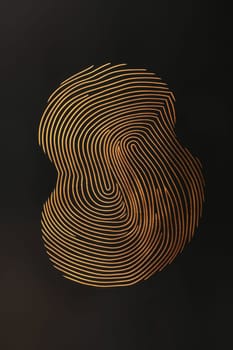 A golden abstract fingerprint on a black background. Illustration.