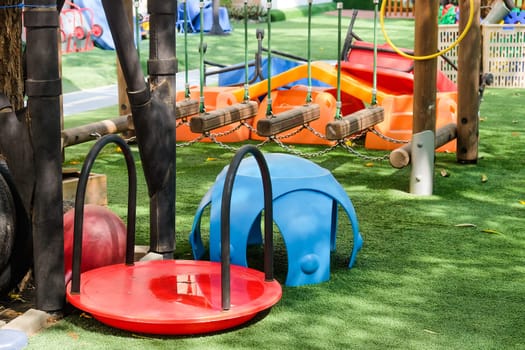 Children's playground in the park on a sunny day