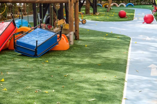 Children's playground in the park on a sunny day