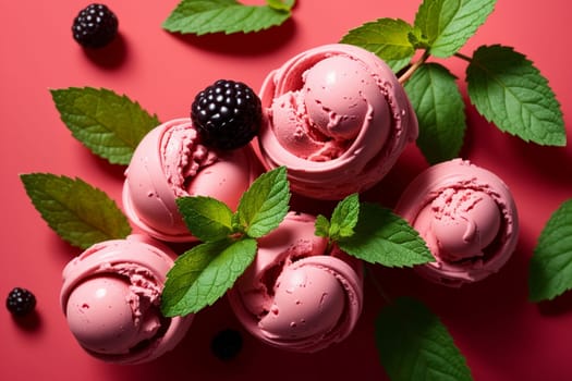 pink sweet cold mulberry ice cream .