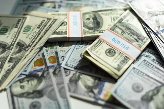 Stacks of hundred dollar bills. High quality photo