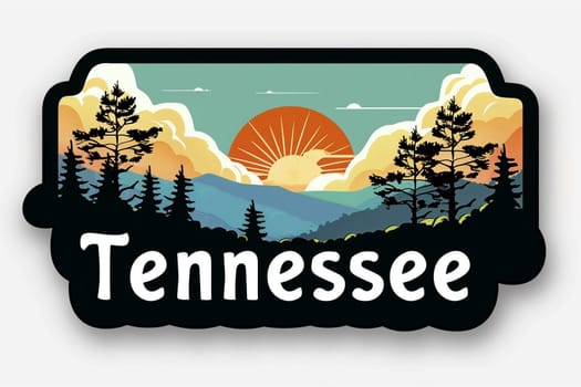 A rectangular sticker featuring the word Tennessee in bold, black lettering against a white background.