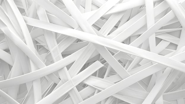 A close up of a stack of white straws resembling the spokes of a wheel. The pattern is similar to a twig of a terrestrial plant made of wood and metal, showcasing an intricate engineering design