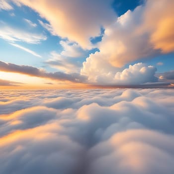 Heavenly Skies: Beautiful White Fluffy Clouds in Blue Sky