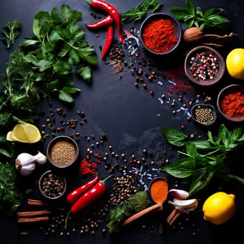 Flavor Explosion: Colorful Assortment of Herbs and Spices