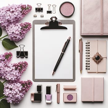 Clean and Tidy: Organized Workspace with Lilac Touches