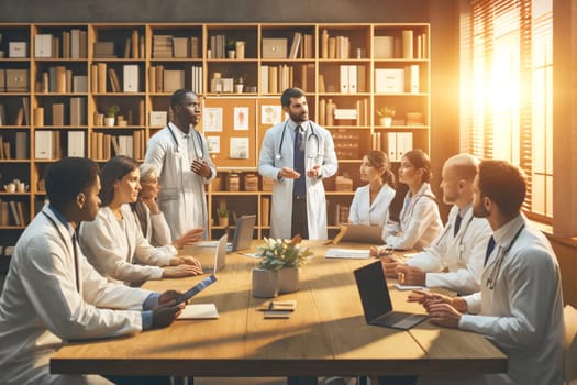 meeting of doctors in the resident's room.